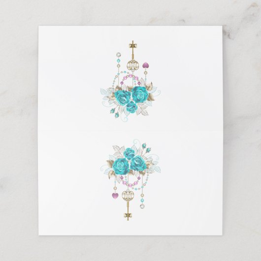Turkooisrozen met Sleutels Klantenkaartje (Buitenkant ongevouwen)