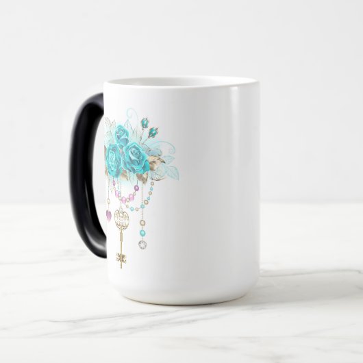 Turkooisrozen met Sleutels Magische Mok (Voorkant links)