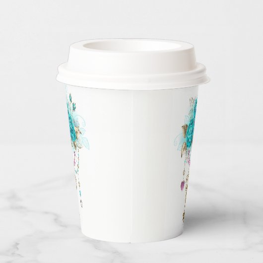 Turkooisrozen met Sleutels Papieren Bekers (Rechts)