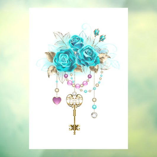 Turkooisrozen met Sleutels Raamsticker (Vel 3)