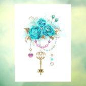 Turkooisrozen met Sleutels Raamsticker (Vel 3)