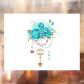 Turkooisrozen met Sleutels Raamsticker (Vel 2)