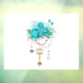 Turkooisrozen met Sleutels Raamsticker (Vel 3)