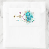 Turkooisrozen met Sleutels Rechthoekige Sticker (Tas)
