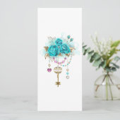 Turkooisrozen met Sleutels Save The Date (Staand voorkant)