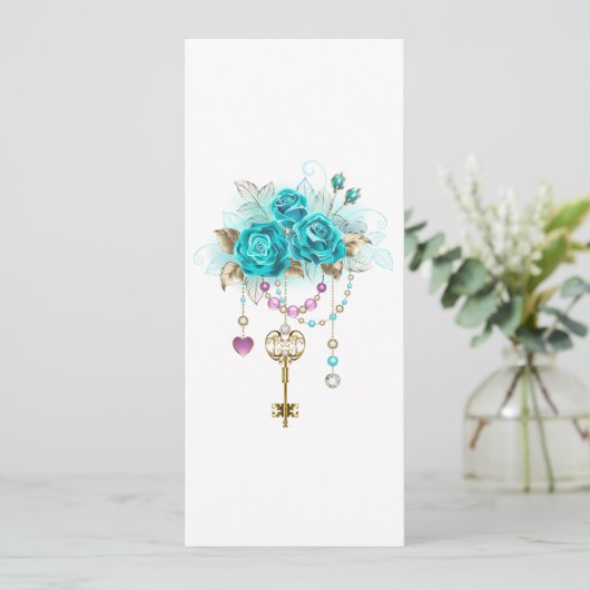 Turkooisrozen met Sleutels Save The Date (Staand voorkant)