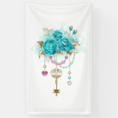 Turkooisrozen met Sleutels Spandoek (Verticaal)