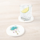 Turkooisrozen met Sleutels Zandsteen Onderzetter (Zijkant)