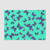turkooistiketpapier met Paarse botervliegen Tissuepapier (Voorkant)