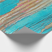 Turkooisverf op papier met houten verdamping (Hoek)