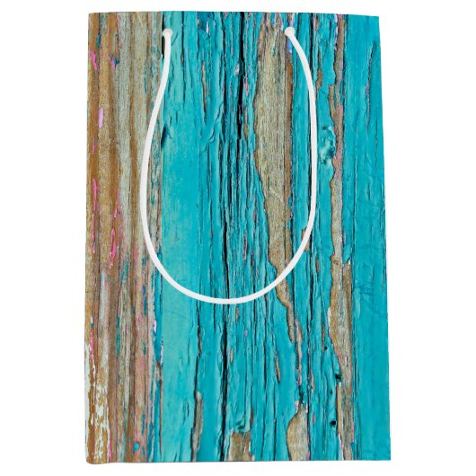 Turkooisverf op weed hout medium cadeauzakje (Voorkant)