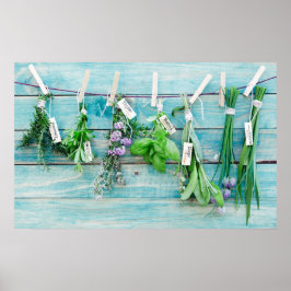 turkooiswand met kruiden poster