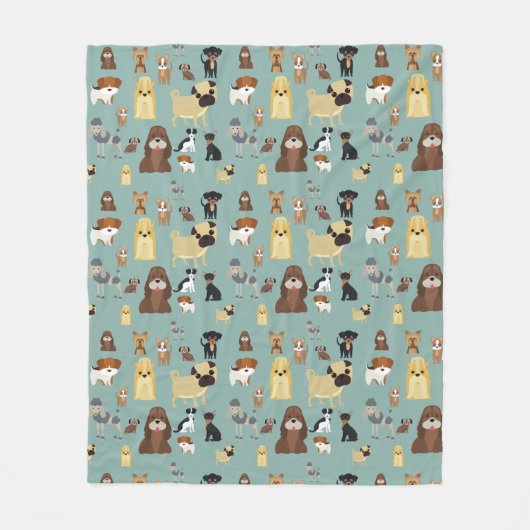 turkooizen achtergrond honden patroon fleece deken (Voorkant)