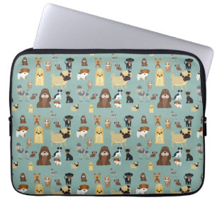 turkooizen achtergrond honden patroon laptop sleeve