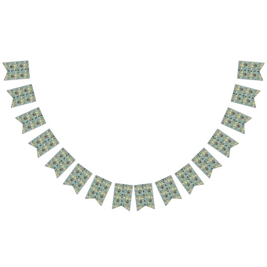 turkooizen achtergrond honden patroon vlaggetjes (Alle)