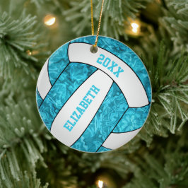 turkooizen blauw wit volleybal keramisch ornament