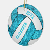 turkooizen blauw wit volleybal keramisch ornament (Links)