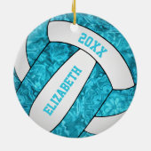 turkooizen blauw wit volleybal keramisch ornament (Achterkant)
