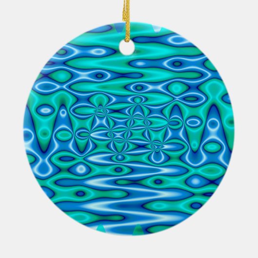  turkooizen blauwe kunst keramisch ornament (Achterkant)