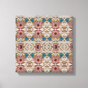 turkooizen blue zilver goud burgundy roze bohaan canvas afdruk