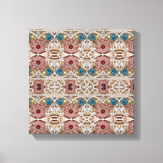 turkooizen blue zilver goud burgundy roze bohaan canvas afdruk (Voorkant)