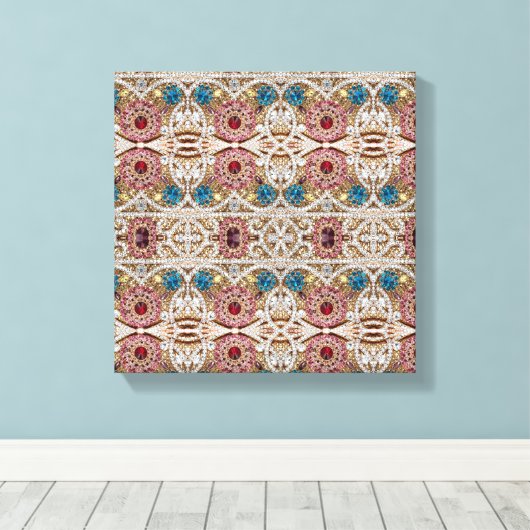 turkooizen blue zilver goud burgundy roze bohaan canvas afdruk (Insitu (Houten vloer))