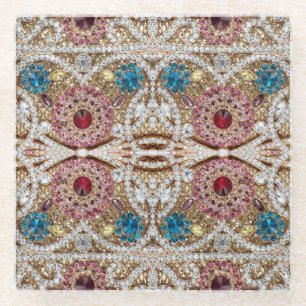 turkooizen blue zilver goud burgundy roze bohaan glazen onderzetter