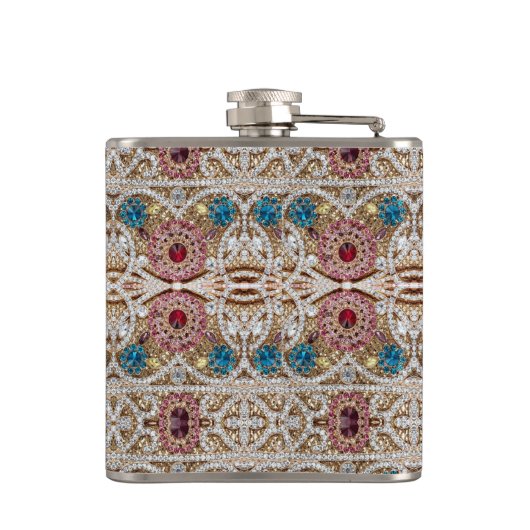 turkooizen blue zilver goud burgundy roze bohaan heupfles (Achterkant)