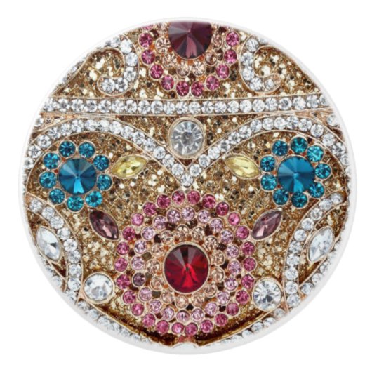 turkooizen blue zilver goud burgundy roze bohaan keramische knop (Voorkant)