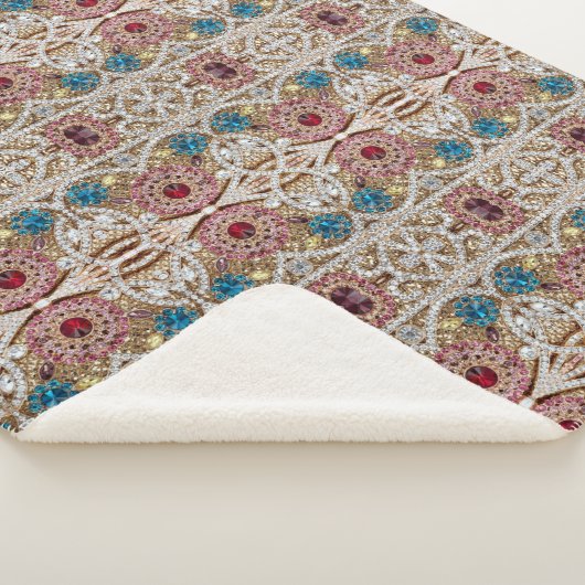 turkooizen blue zilver goud burgundy roze bohaan sherpa deken (3/4)