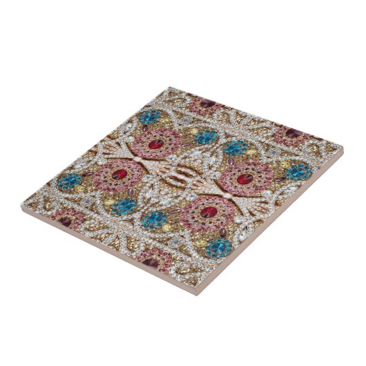 turkooizen blue zilver goud burgundy roze bohaan tegeltje (Zijkant)