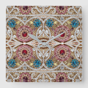 turkooizen blue zilver goud burgundy roze bohaan vierkante klok