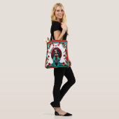 Turkooizen en Rode Rozen Suiker Schedels Tote Bag (Op model)