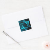 Turkooizen en Zwarte Davidster Vierkante Sticker (Envelop)