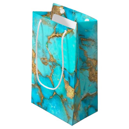 turkooizen gemstone small Gift Bag Klein Cadeauzakje (Voorkant Gekanteld)