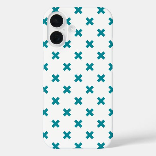Turkooizen kruissteken op wit Case-Mate iPhone case (Achterkant)