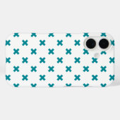 Turkooizen kruissteken op wit Case-Mate iPhone case (Achterkant (horizontaal))