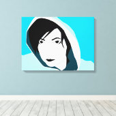 turkooizen staart canvas afdruk (Insitu (Houten vloer))
