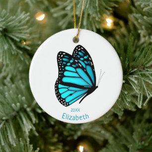 turkooizen vlinder op maat keramisch ornament