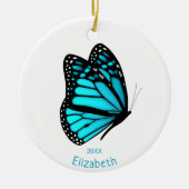  turkooizen vlinder op maat keramisch ornament (Voorkant)