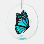  turkooizen vlinder op maat keramisch ornament (Links)