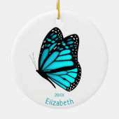  turkooizen vlinder op maat keramisch ornament (Achterkant)