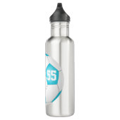 turkooizen wit voetbalmeisje naam jersey nummer waterfles  (Rechts)