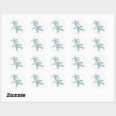 Turkooizen Zeester Ronde Sticker (Vel)