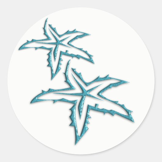 Turkooizen Zeester Ronde Sticker (Voorkant)