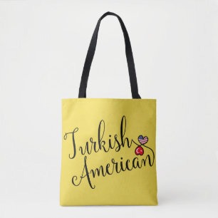 Turks-Amerikaans getwind harten Tote Bag