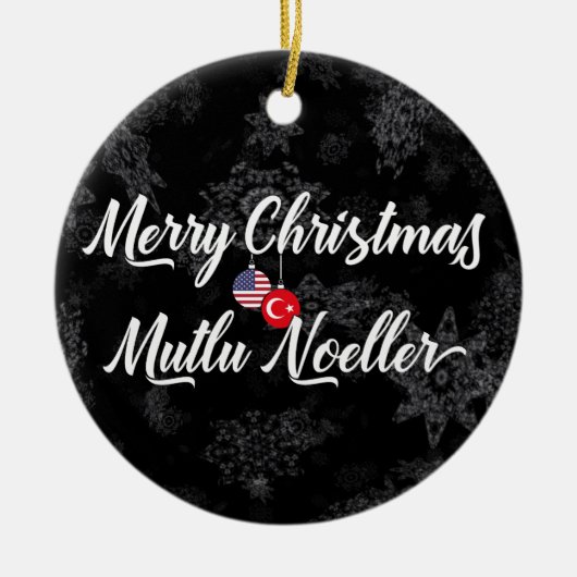 Turks-Amerikaanse tweetalige vakantieverval Keramisch Ornament (Voorkant)