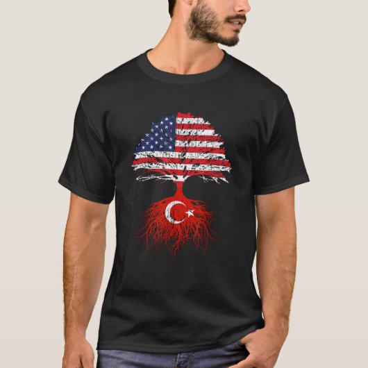 Turks-Amerikaanse vlaggen: Naturaliza T-shirt (Voorkant)