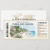 Turks and Caicos Trip Boarding Pass Ticket Kaart (Voorkant / Achterkant)