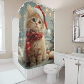 Turks Angora Kat Kerst  strand Douchegordijn (In situ)